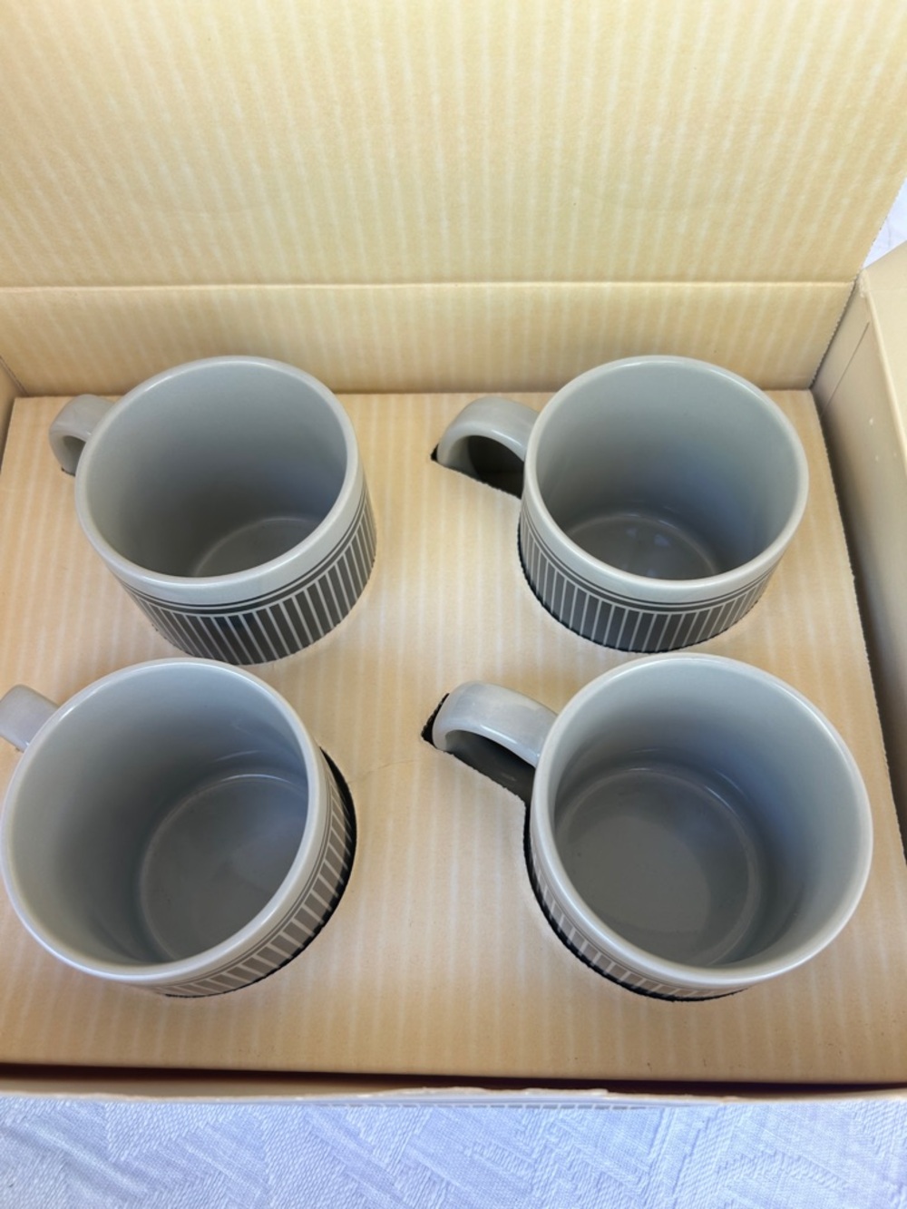 Vintage Gray flannel stoneware Coffee Mug Set - 4 Pack